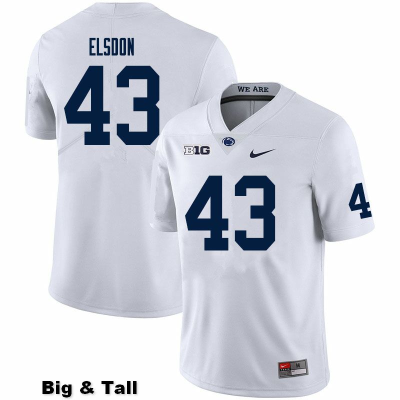 NCAA Nike Men's Penn State Nittany Lions Tyler Elsdon #43 College Football Authentic Big & Tall White Stitched Jersey FOJ1398MZ